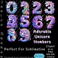 ADORABLE UNICORNS NUMBERS CLIPART RAINBOW MULTI COLOR