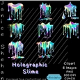 HOLOGRAPHIC, SLIME, DRIPS, CLIPART RAINBOW MULTI COLOR