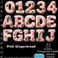 PINK GINGERBREAD ALPHABET, NUMBERS, PNG, CLIPART  MULTI COLOR