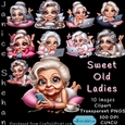 SWEET LITTLE OLD LADIES, GRANDMOTHER, SEXY, PNG, CLIPART MULTI COLOR
