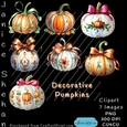 BEAUTIFUL DECORATIVE PUMPKINS HALLOWEEN, AUTUMN, FALL, CLIP ART,  CLIPART, PNG