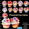 FLOWERED CUP CAKES BIRTHDAY CLIPART 38 PNG IMAGES FLOWERS