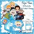 FROZEN THEMED ANNA ELSA OLAF SVEN KRISTOFF 3D POP UP BOX CARD, ENVELOPE, NUMBERS AND DECOUPAGE