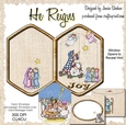 SWINGING DOOR CARD, ENVELOPE, DECOUPAGE, LINERS - HE REIGNS