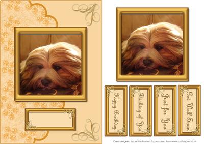 Red Puppy Lhasa Apso Card Front with Layers