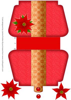 Red Handbag Shaped Card with Poinsettia