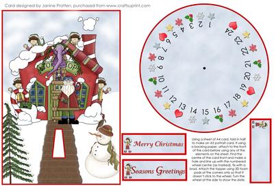 Santa's Workshop with Elves Advent Wheel Card