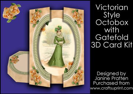 Elegant Victorian Lady in Emerald Gate Fold Card and Octobox