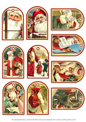 10 Vintage Santa Gift Tags