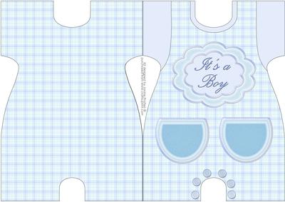 Romper Shaped Card for Baby Boy in Blue