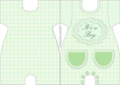 Romper Shaped Card for Baby Boy in Green