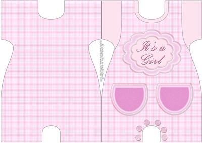 Romper Shaped Card for Baby Girl in Pink.