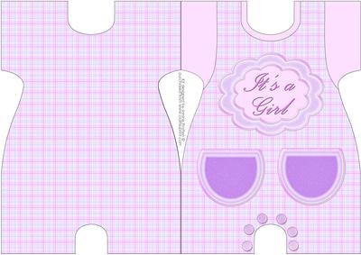 Romper Shaped Card for Baby Girl in Lilac.
