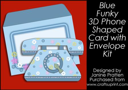 Funky Blue Phone Shaped 3D Card Kit