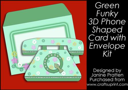 Funky Green Phone Shaped 3D Card Kit