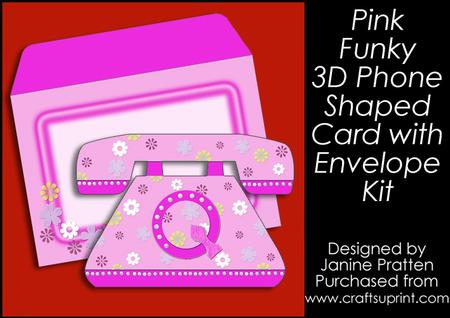 Funky Pink Phone Shaped 3D Card Kit