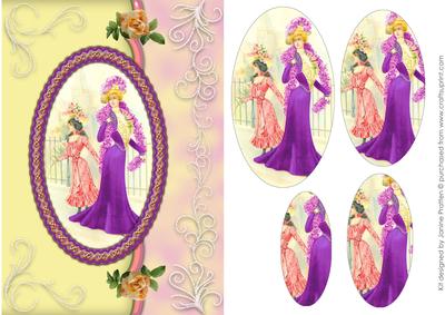 Elegant Victorian Ladies in Lavendar with Glitter Swirls