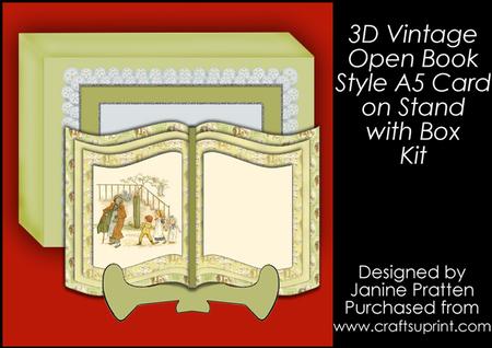 3D Vintage Book Card with Matching Box in Pistachio