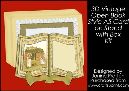 3D Vintage Book Card with Matching Box in Caramel