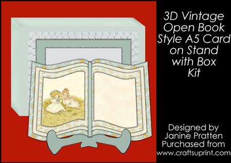 3D Vintage Book Card with Matching Box in Baby Blue