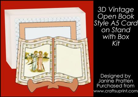 3D Vintage Book Card with Matching Box in Soft Pink
