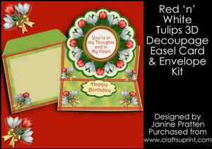 Red Tulips in a Scalloped Frame Easel Card and Envelope Kit