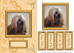 Red Lhasa Apso Card Front with Layers