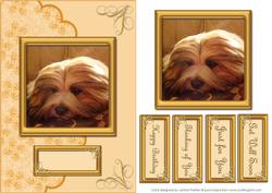 Red Puppy Lhasa Apso Card Front with Layers