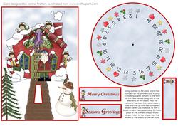 Santa's Workshop with Elves Advent Wheel Card