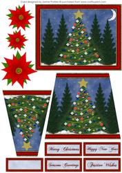 Christmas Tree and Poinsettia 3D Card Front