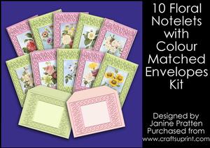 10 Floral Notelets with Colour Matched Envelopes Kit