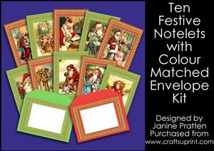 10 Festive Notelets with Colour Matched Envelopes Kit