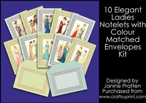 10 Elegant Ladies Notelets with Colour Matched Envelopes Kit