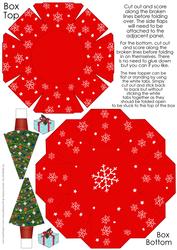 Red Octagon Gift Box with 3D Christmas Tree Topper