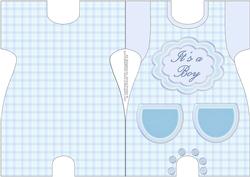 Romper Shaped Card for Baby Boy in Blue