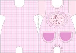 Romper Shaped Card for Baby Girl in Pink.