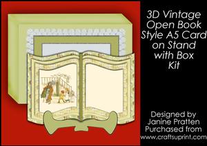 3D Vintage Book Card with Matching Box in Pistachio