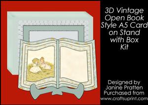 3D Vintage Book Card with Matching Box in Baby Blue