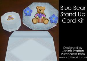 Stand Up Blue Bear with Gift Box