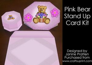 Stand Up Pink Bear with Gift Box