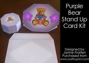 Stand Up Purple Bear with Gift Box