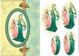 Elegant Victorian Ladies in Teal with Glitter Swirls