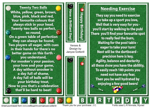 Snooker/Pool/Darts Verse Toppers