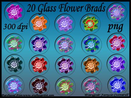 20 Clear Glass Flower Brads - Jazz