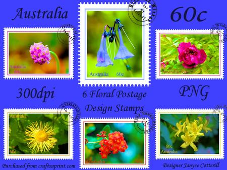 6 Floral Postage Design Stamps -australia