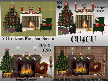 2 Christmas Fireplace Scenes Cu4cu