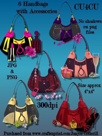 6 Handbags with Accessories Cu4cu