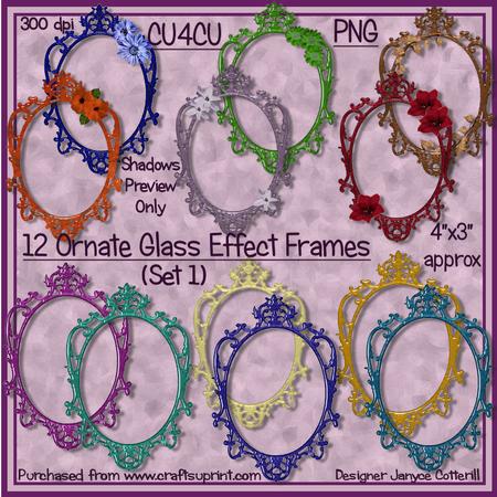 12 Ornate Glass Effect Frames Cu4cu Set 1