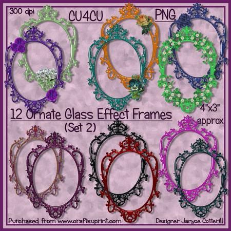 12 Ornate Glass Effect Frames Cu4cu Set 2