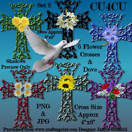 Flower Crosses & Dove Cu4cu Set 2